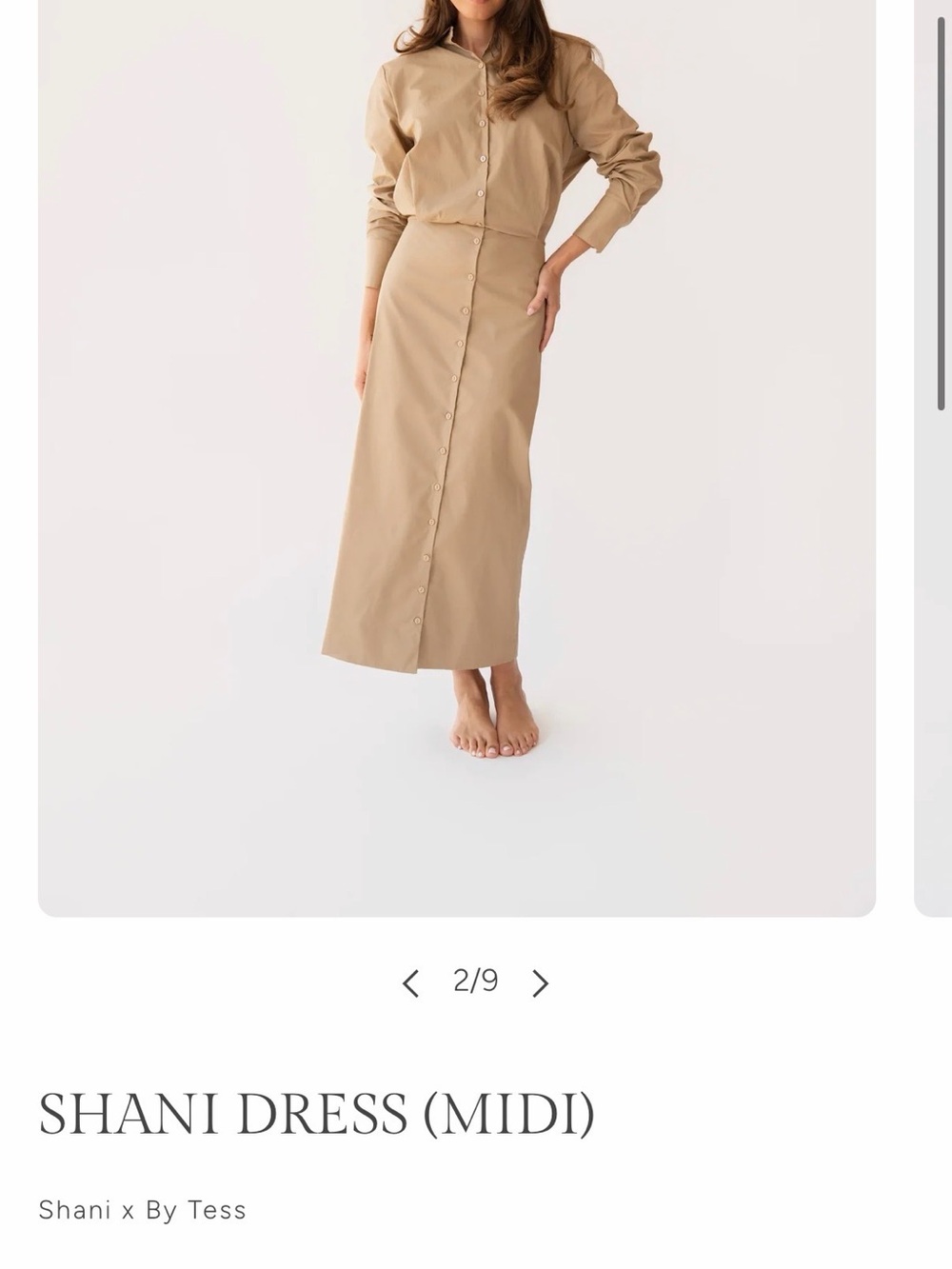 Shani Midi Shirt Dress in Beige by
